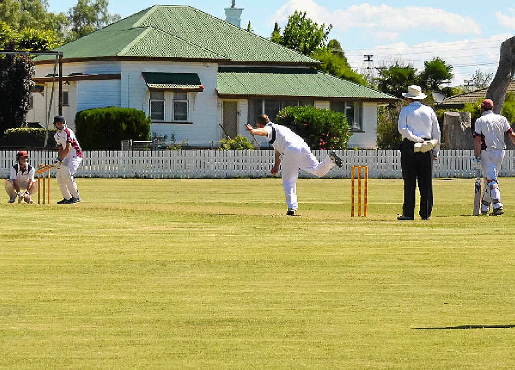 Bowling action at Slade Park for Wheatvale v Maryvale at the weekend. Bowling action at Slade Park for Wheatvale v Maryvale at the weekend.